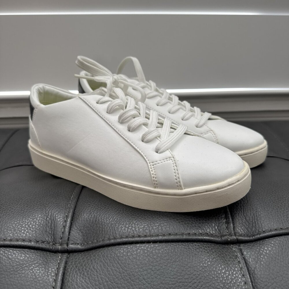 Thousand Fell Lace Up Vegan Leather Sneakers, Women's 7 (White/Black)